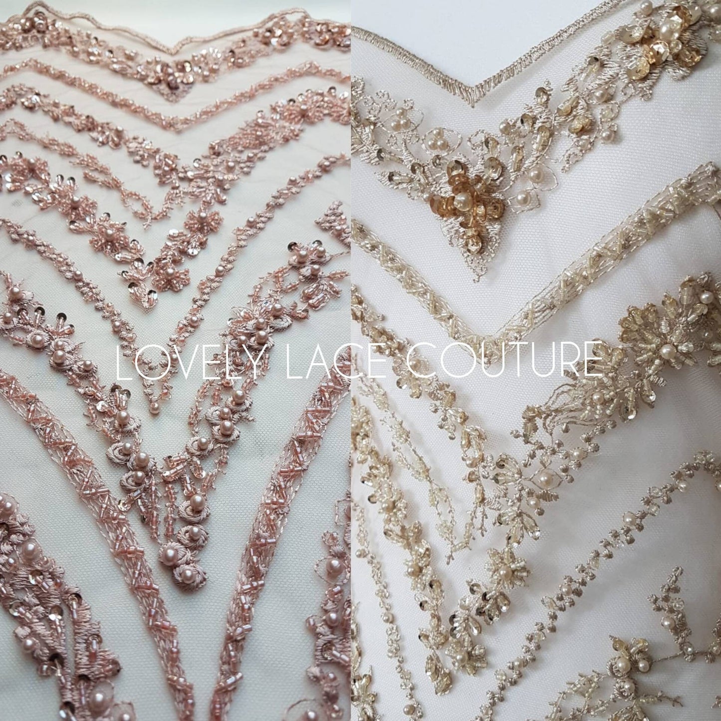 Marvellous 3D - Lace fabric with abstract desgin, Colored bridal lace, Wedding Lace Fabric, Embroidered lace in beautiful gold or rosé color