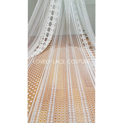 Luxury soft embroidered guipure lace, High Quality, modern Flower Dot design, Vintage Lace fabric, Boho wedding dress fabric LL-1381
