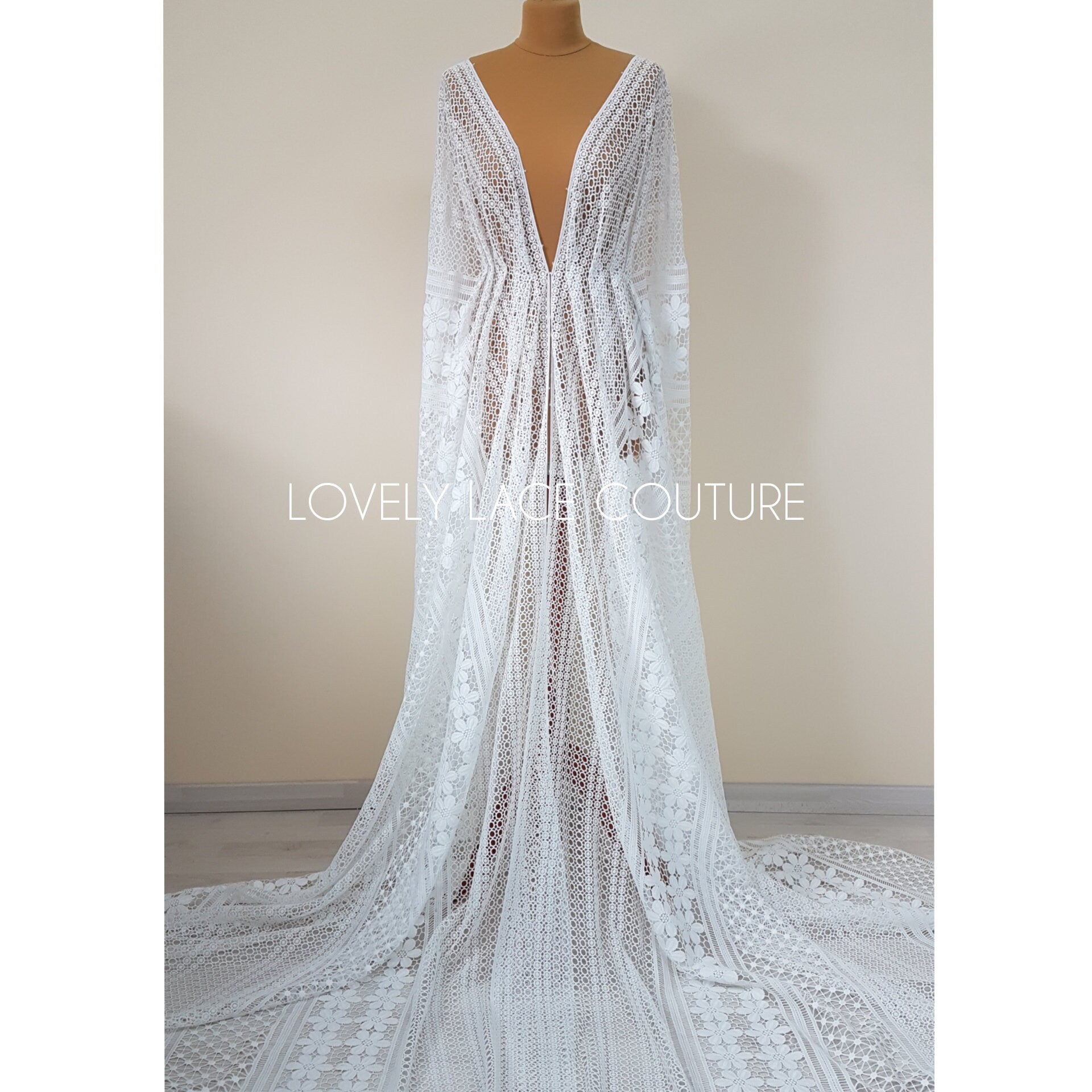 Luxury soft embroidered guipure lace, High Quality, modern Flower Dot design, Vintage Lace fabric, Boho wedding dress fabric LL-1381