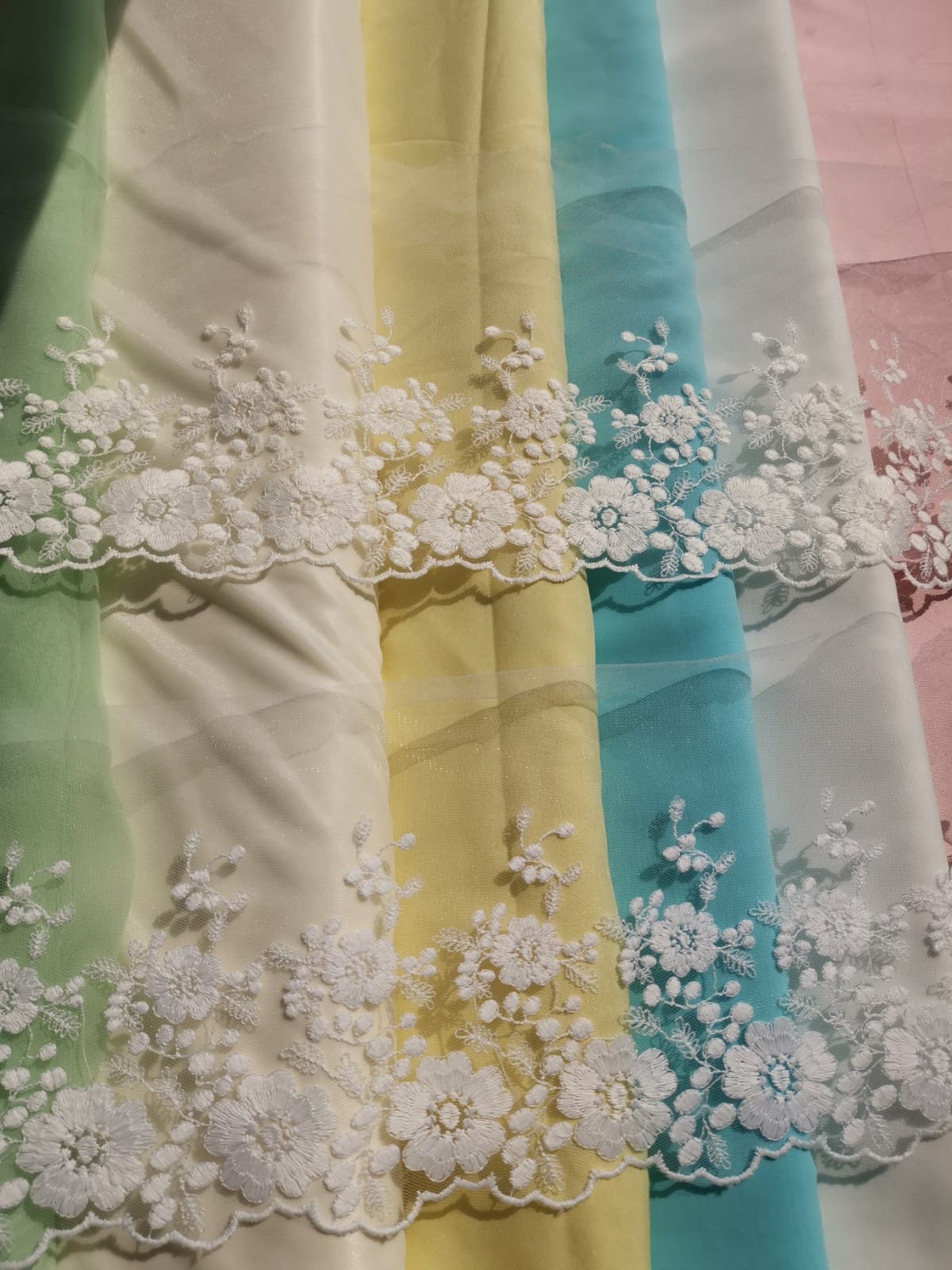 Soft Ribbon-Lace for bridal veils in white or ivory color, lace trim, flower ribbon lace for decoration, bridal wear and much more