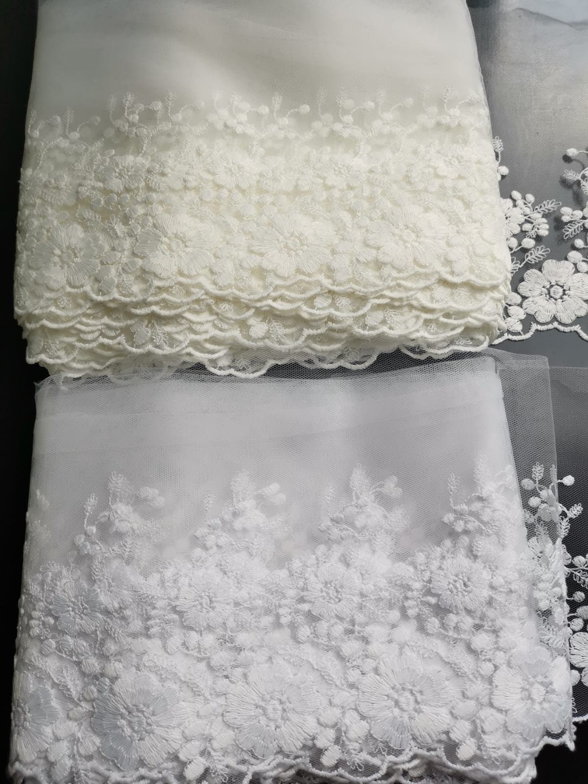 Soft Ribbon-Lace for bridal veils in white or ivory color, lace trim, flower ribbon lace for decoration, bridal wear and much more