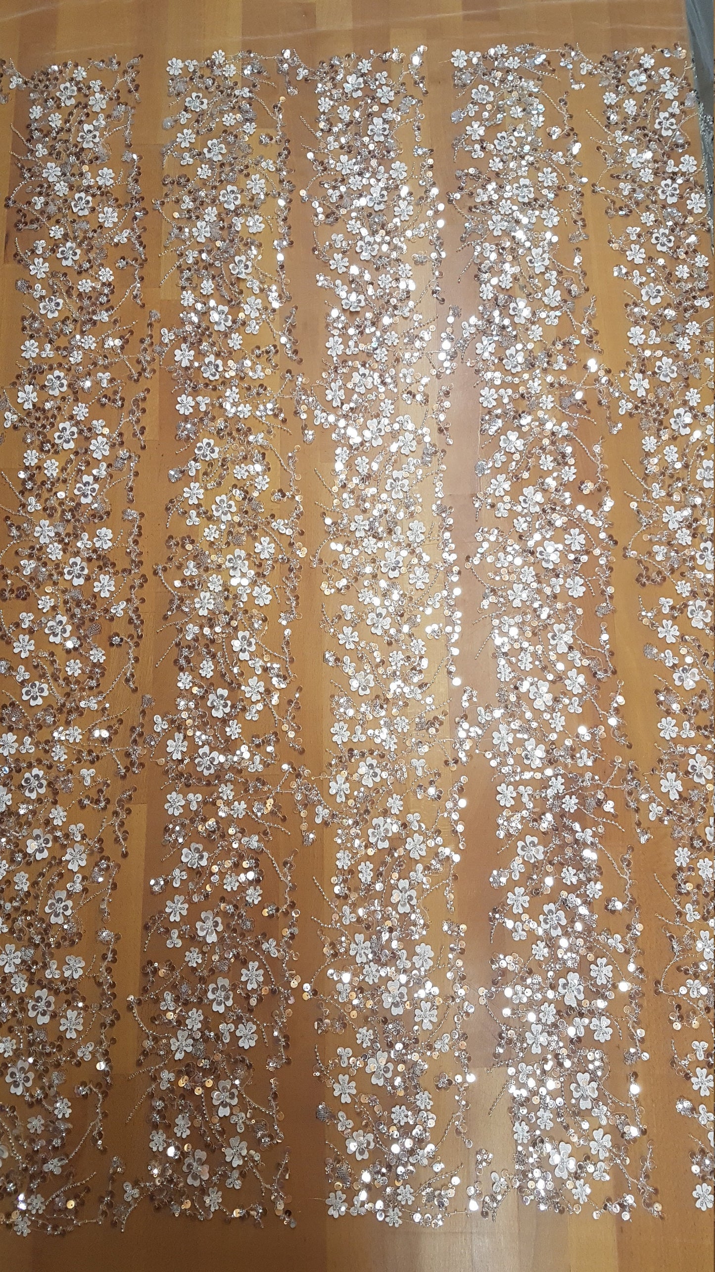 3D Flower Lace, beaded bridal lace fabric with big crystal sequins, Couture Lace Fabric, luxurious wedding dress lace, designer lace LL-1384