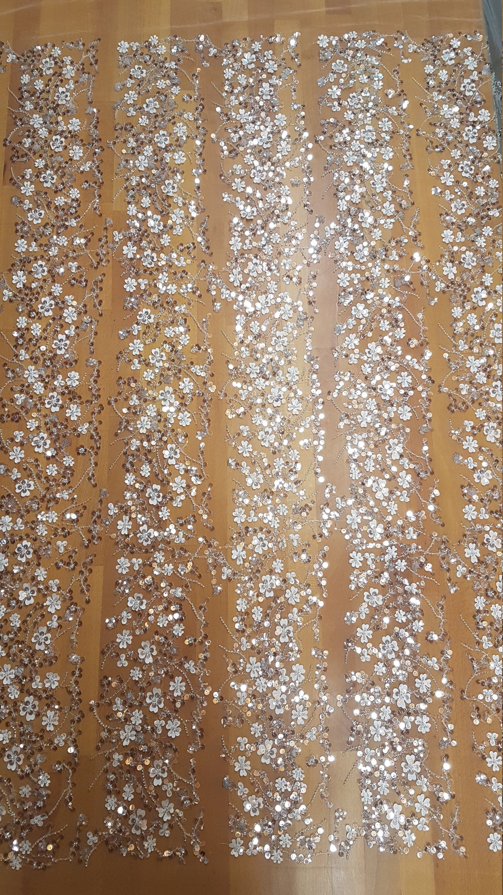 3D Flower Lace, beaded bridal lace fabric with big crystal sequins, Couture Lace Fabric, luxurious wedding dress lace, designer lace LL-1384