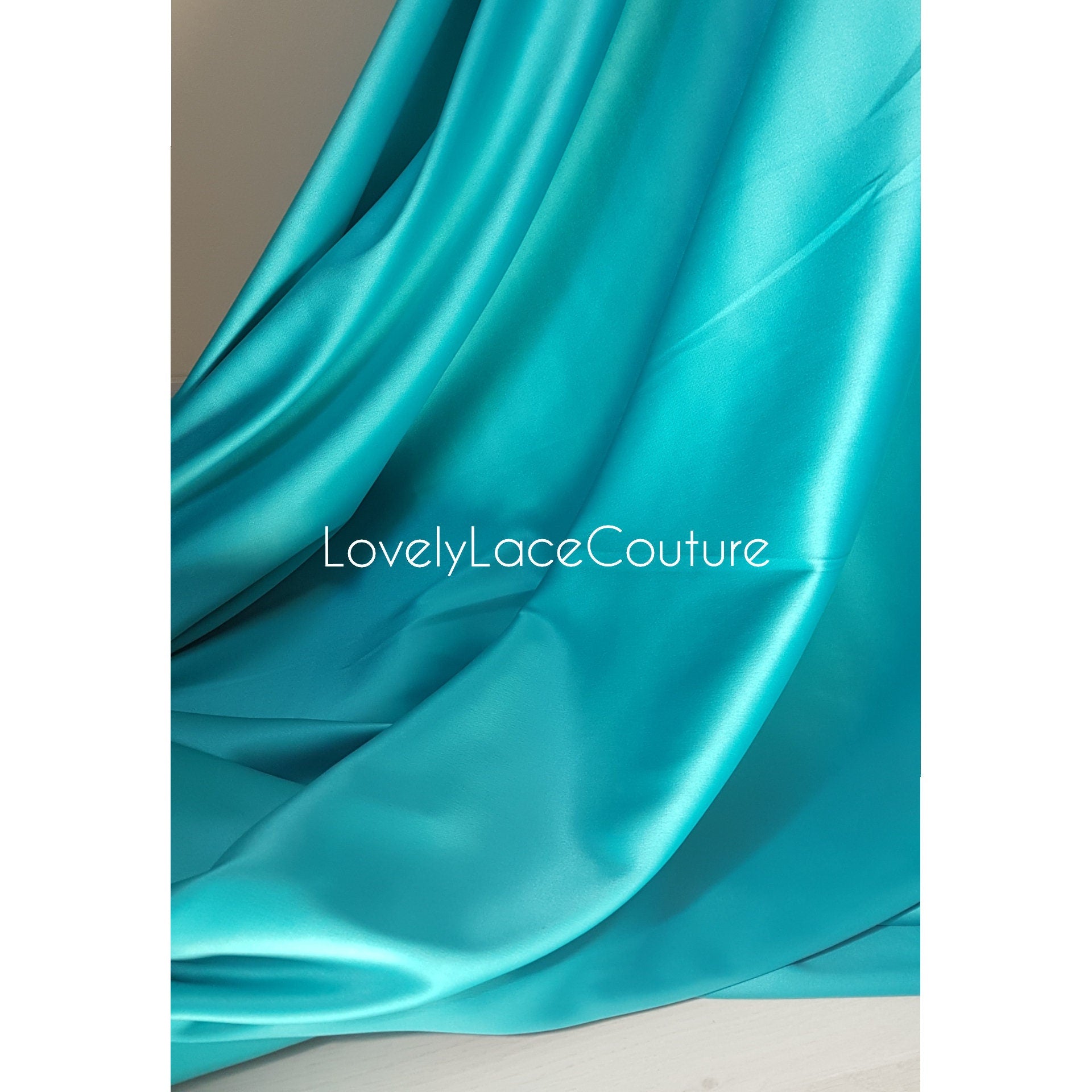 Italienischer Stretch-Satin Stoff in schöner türkis oder champagner Farbe, Duchesse Satin Stoff für Braut- oder Abendkleider, Hochwertig