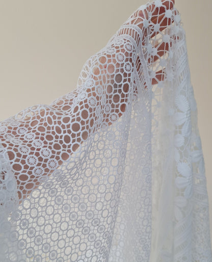 Luxury soft embroidered guipure lace, High Quality, modern Flower Dot design, Vintage Lace fabric, Boho wedding dress fabric LL-1381