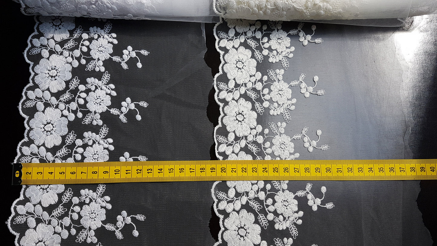 Soft Ribbon-Lace for bridal veils in white or ivory color, lace trim, flower ribbon lace for decoration, bridal wear and much more