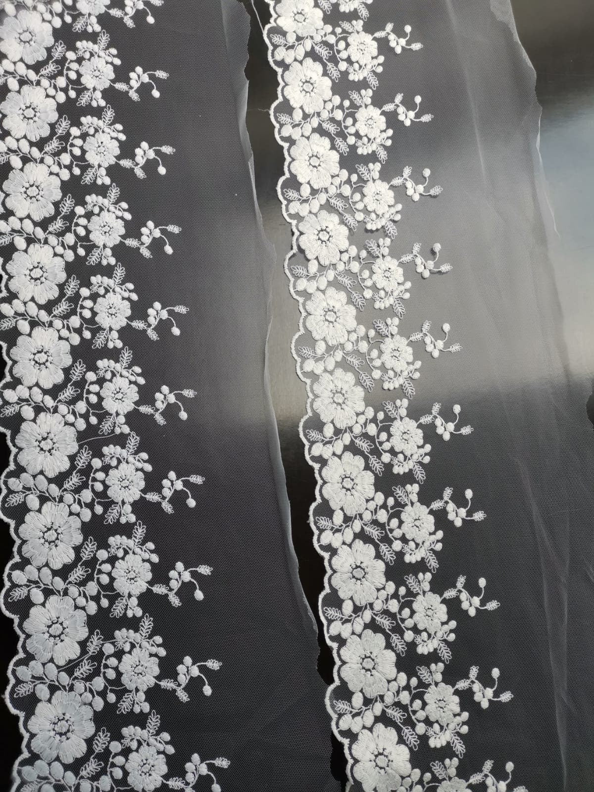 Soft Ribbon-Lace for bridal veils in white or ivory color, lace trim, flower ribbon lace for decoration, bridal wear and much more