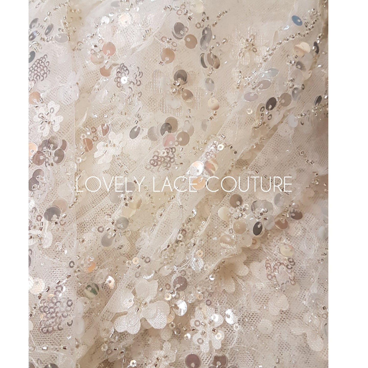 3D Flower Lace, beaded bridal lace fabric with big crystal sequins, Couture Lace Fabric, luxurious wedding dress lace, designer lace LL-1384