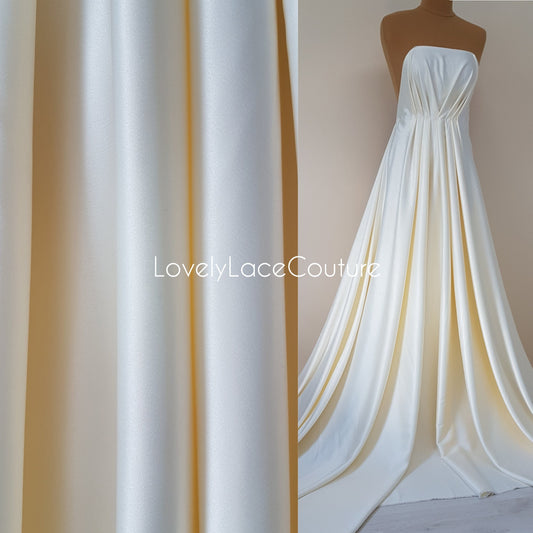 Italienischer Stretch-Satin Stoff in schöner türkis oder champagner Farbe, Duchesse Satin Stoff für Braut- oder Abendkleider, Hochwertig