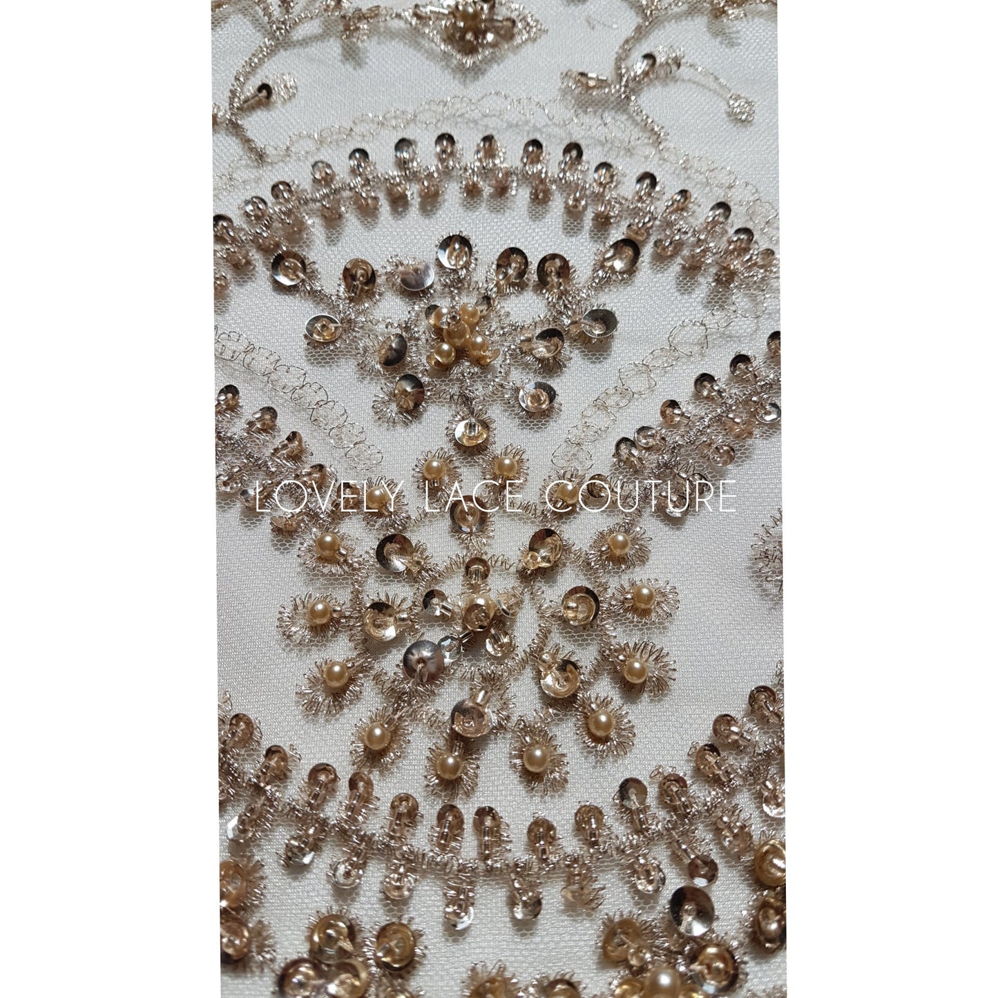 Rare handmade lace fabric in gold color with embroidery on fabric, fabric by the yard or in metre, fabric store, african fabric lace LL-1393