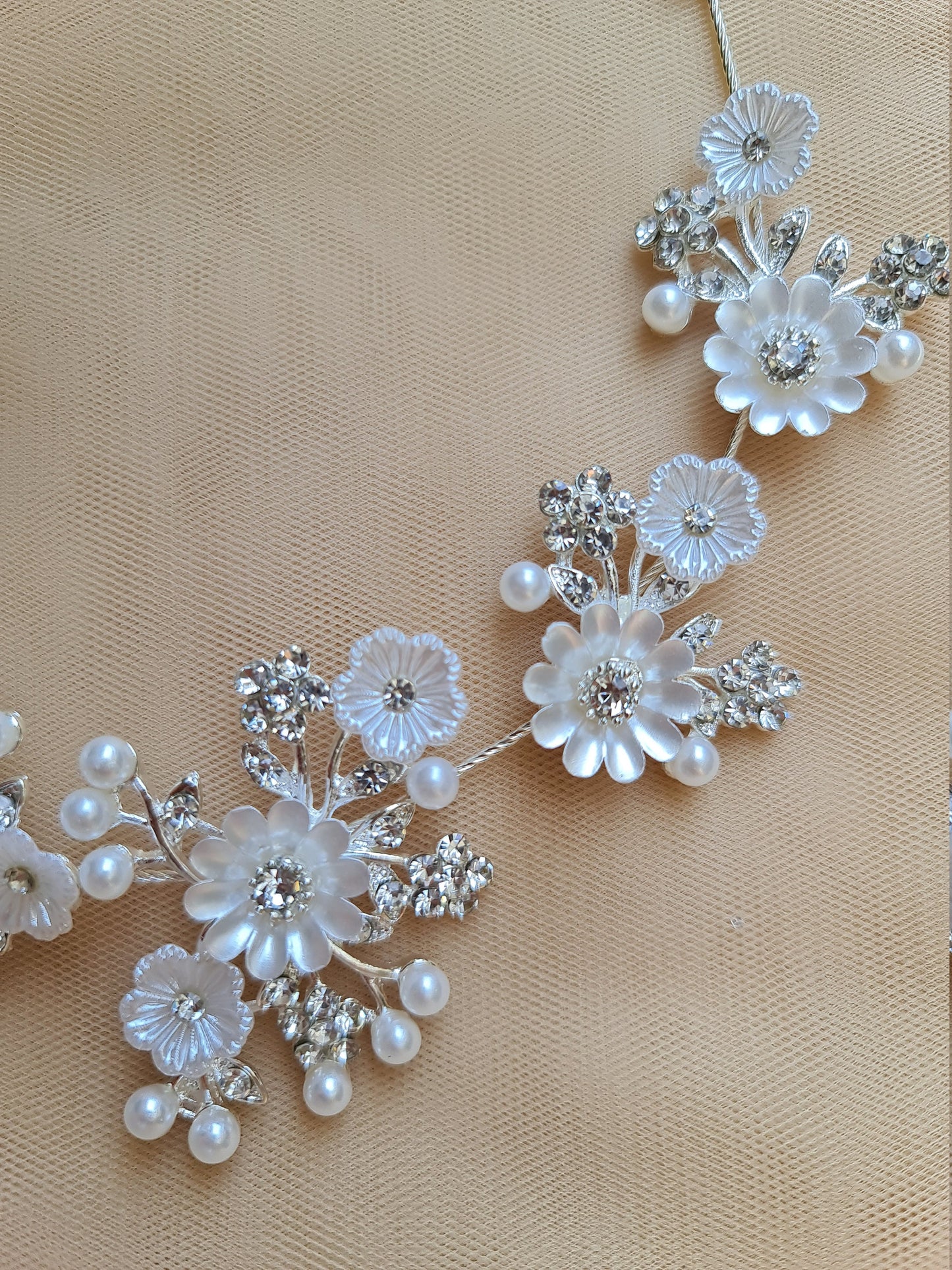 Floral Wedding Tiara, Floral Bridal Tiara, Bridal Crown, Wedding Crown, Floral Bridal Headpiece, Bridal Hair Jewelry LL-1398