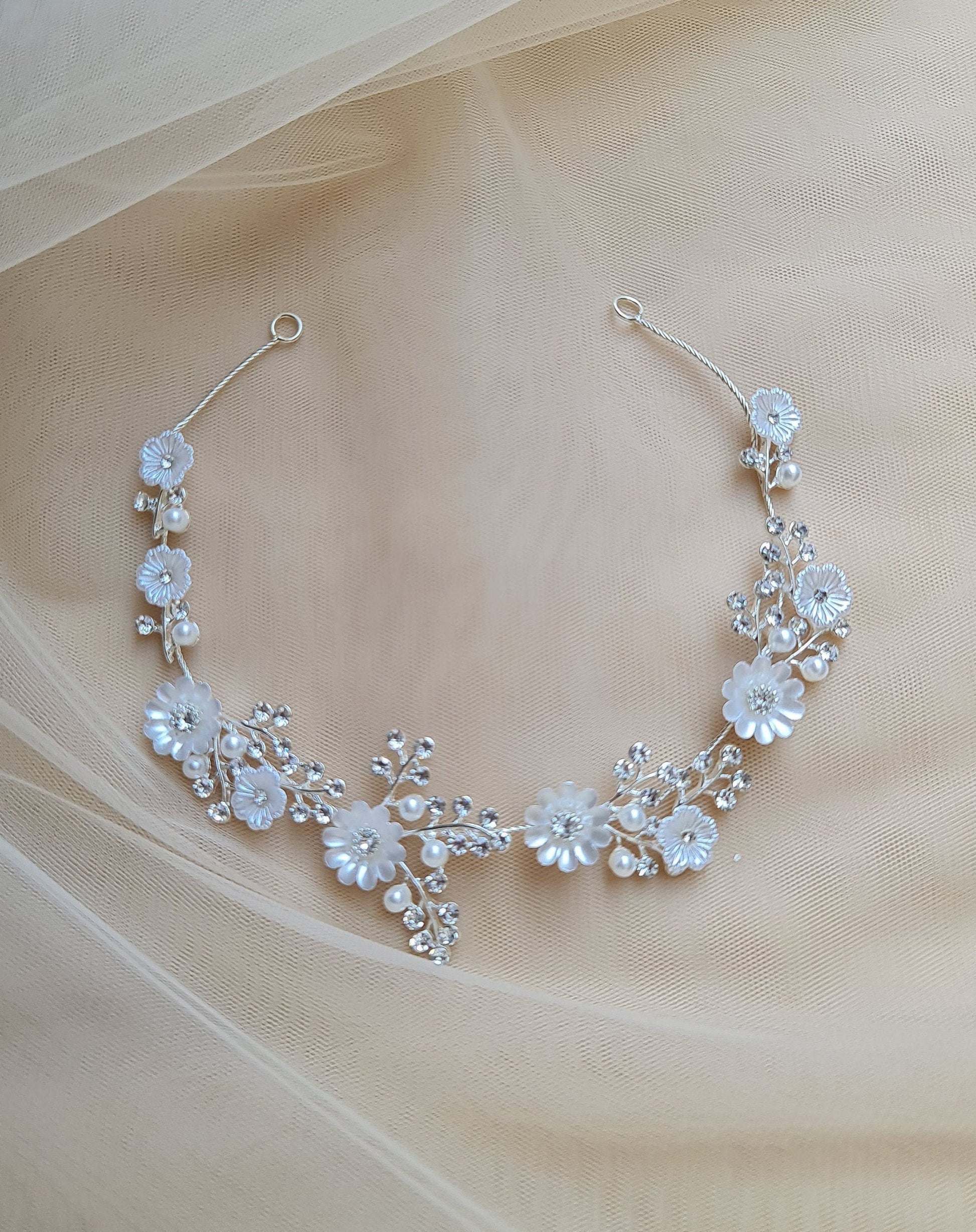 Floral Wedding Tiara, Floral Bridal Tiara, Bridal Crown, Wedding Crown, Floral Bridal Headpiece, Bridal Hair Jewelry LL-1398