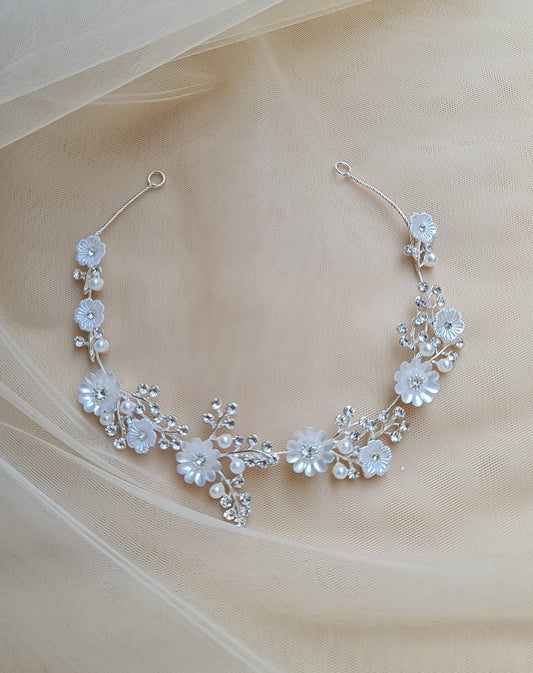 Floral Wedding Tiara, Floral Bridal Tiara, Bridal Crown, Wedding Crown, Floral Bridal Headpiece, Bridal Hair Jewelry LL-1398