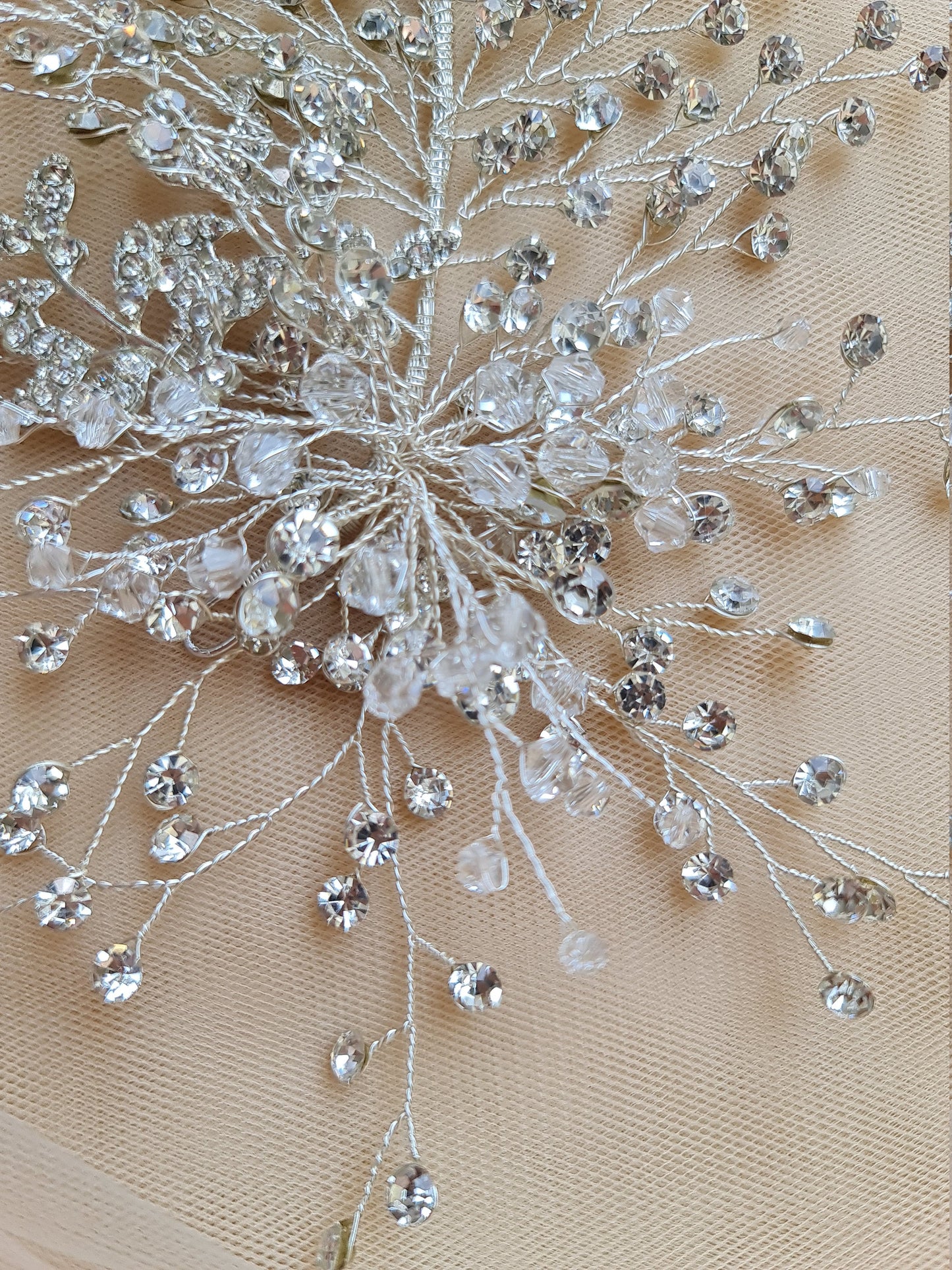 Floral Wedding Headpieces, Bridal Hair Clip, Pearl Crystal Bridal Headpiece, Bridal Hair Jewelry in silver color LL-1397