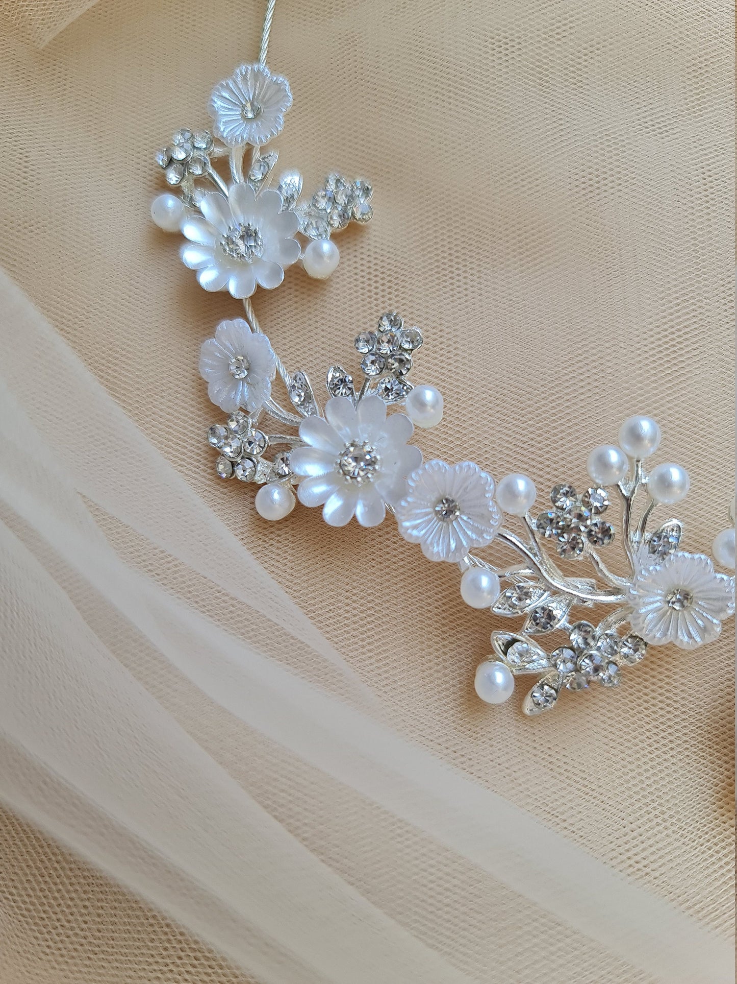 Floral Wedding Tiara, Floral Bridal Tiara, Bridal Crown, Wedding Crown, Floral Bridal Headpiece, Bridal Hair Jewelry LL-1398