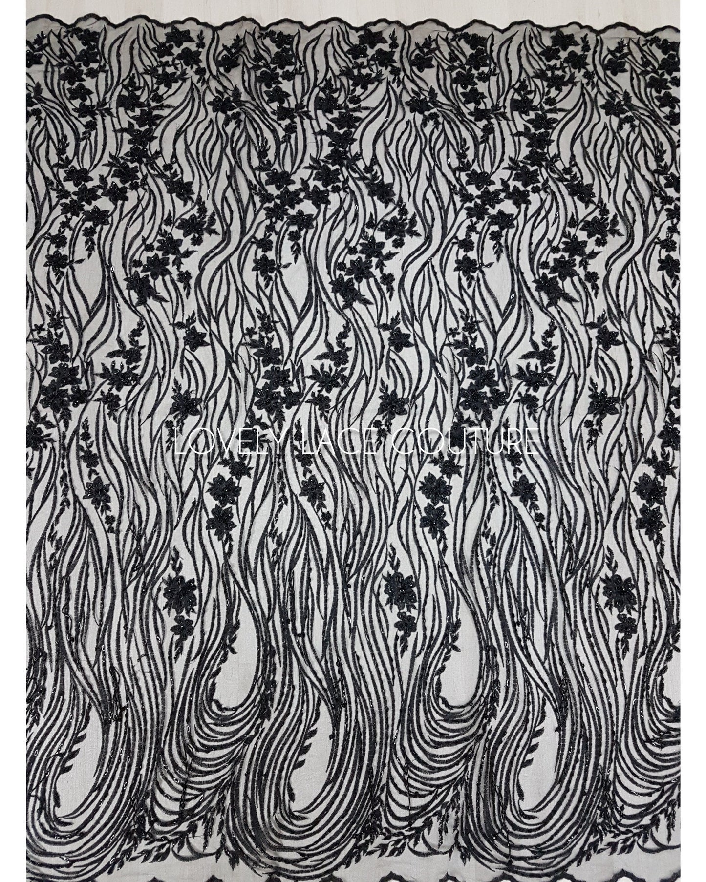 lace fabric in black color