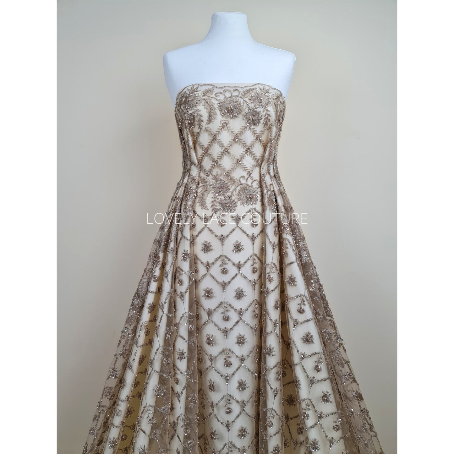 Handmade Lace in gold LL-1446 or mint color LL-1405, beaded bridal lace, Lace Fabric by yard or by metre, wedding Lace for stunning dresses