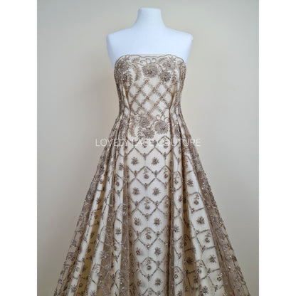Handmade Lace in gold LL-1446 or mint color LL-1405, beaded bridal lace, Lace Fabric by yard or by metre, wedding Lace for stunning dresses