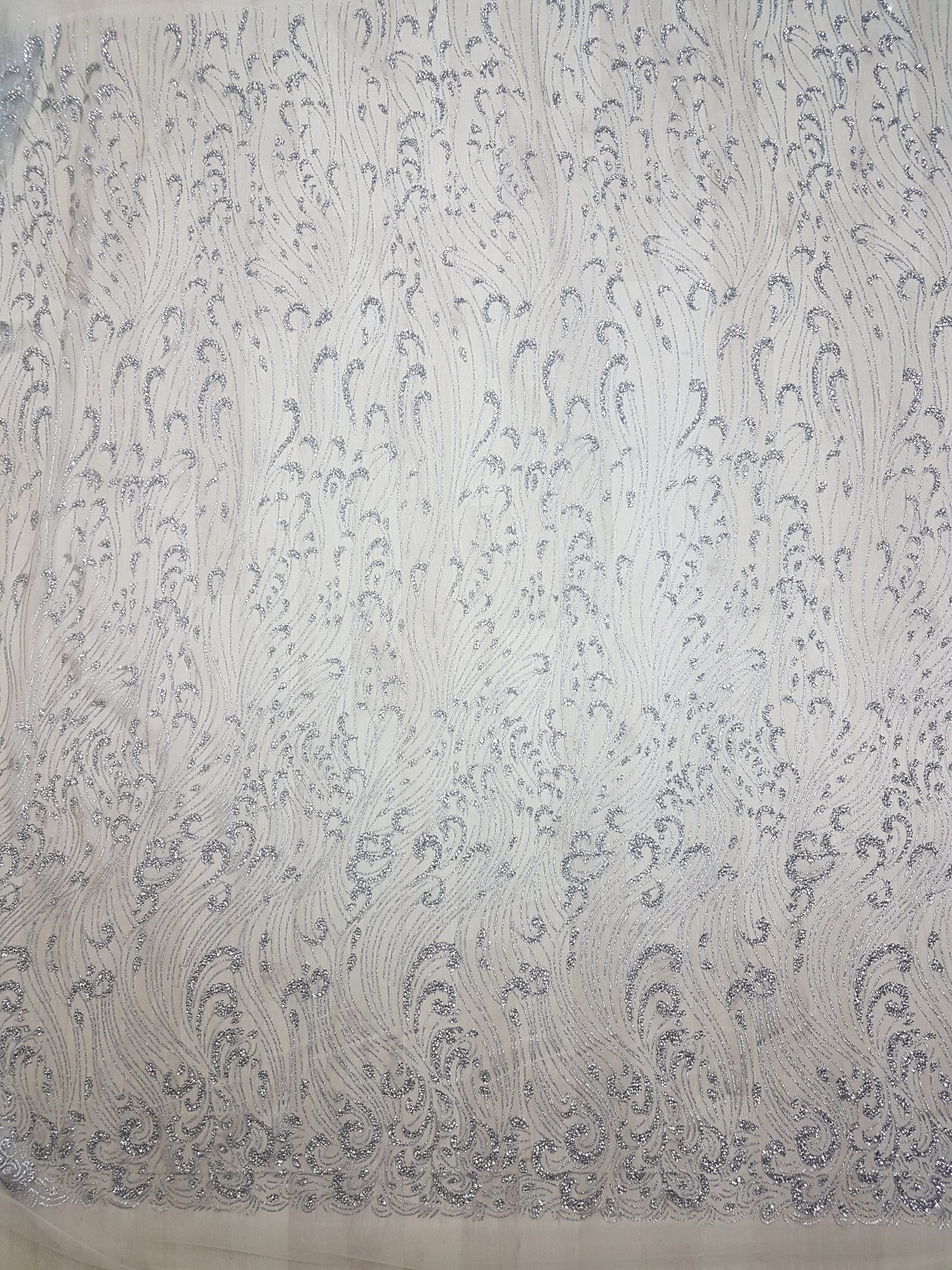 Glitter Stoff mit Pailletten in roségold LL-1391 oder silber LL-1392, Netzstoff mit Glitter im abstraktem Design