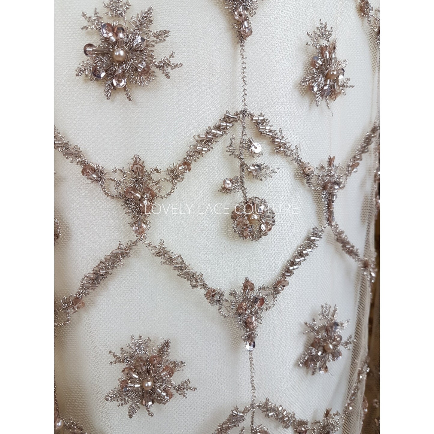 Handmade Lace in gold LL-1446 or mint color LL-1405, beaded bridal lace, Lace Fabric by yard or by metre, wedding Lace for stunning dresses