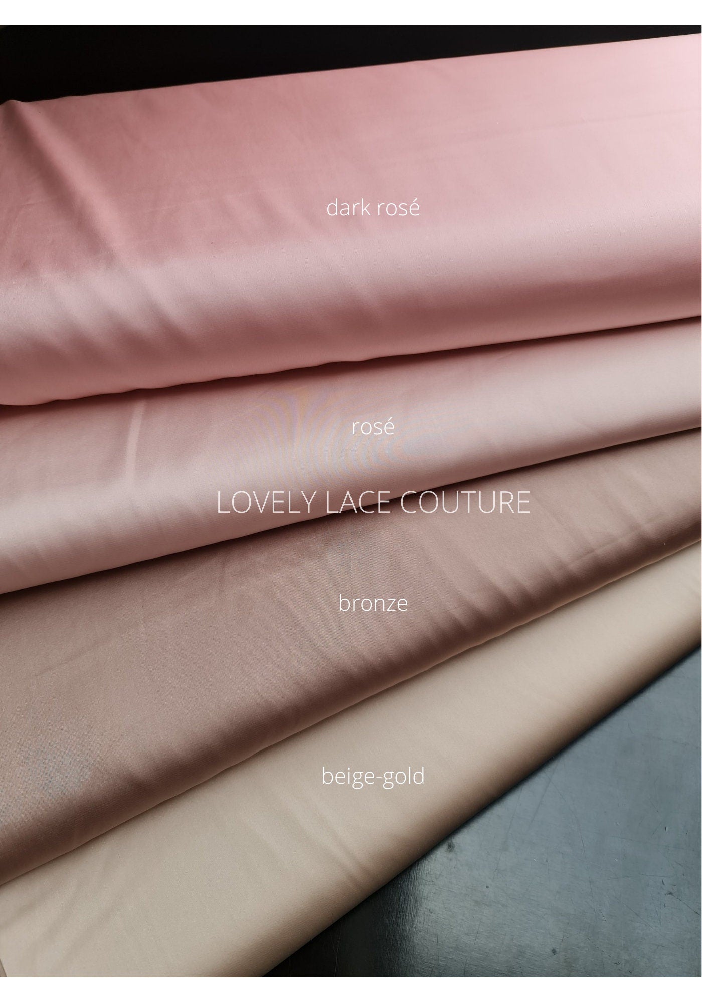 Schöner Satinstoff in rosé, dark rosé, bronze, beige-gold oder grey, Stretch-Satin für Brautkleider oder Abendkleider und vieles mehr