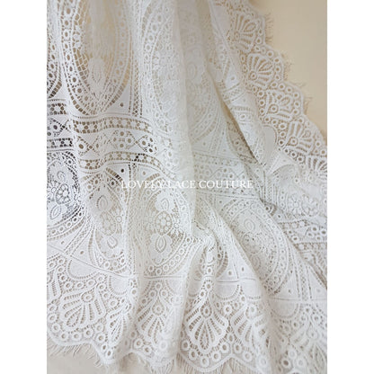 Lovely romantic boho lace fabric, soft guipure lace in off-white, High Quality, Crochet Lace for bridal and wedding dresses LL-1438