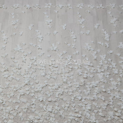 Wunderschöne Brautspitze mit großen Blüten, 3D-Spitze in weiß LL-1429 und Elfenbein LL-1430, Braut und Hochzeitspitze