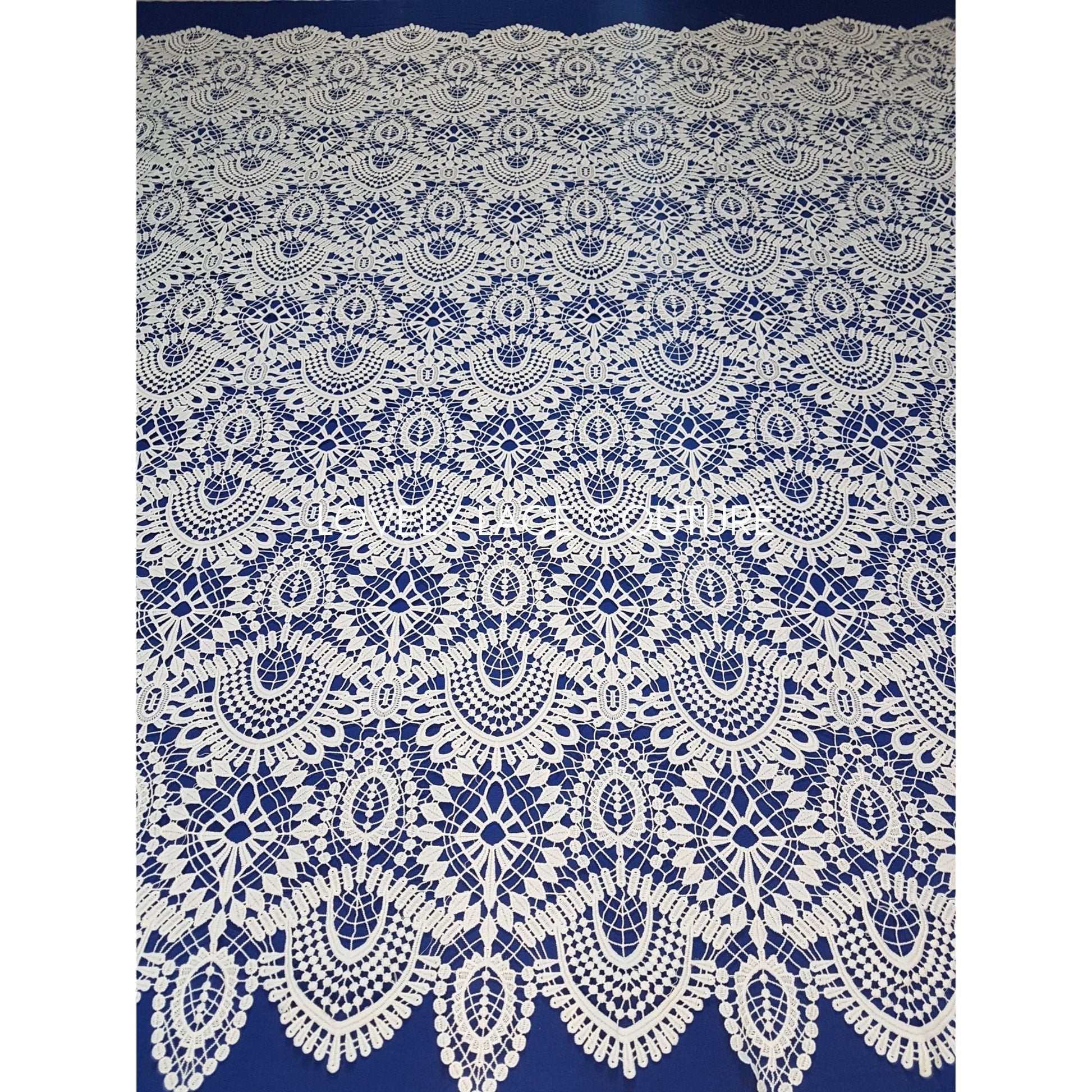 Gorgeous modern boho lace fabric, soft guipure lace in off-white, High Quality, Crochet Lace, lace for gown, from 1 metre LL-1437