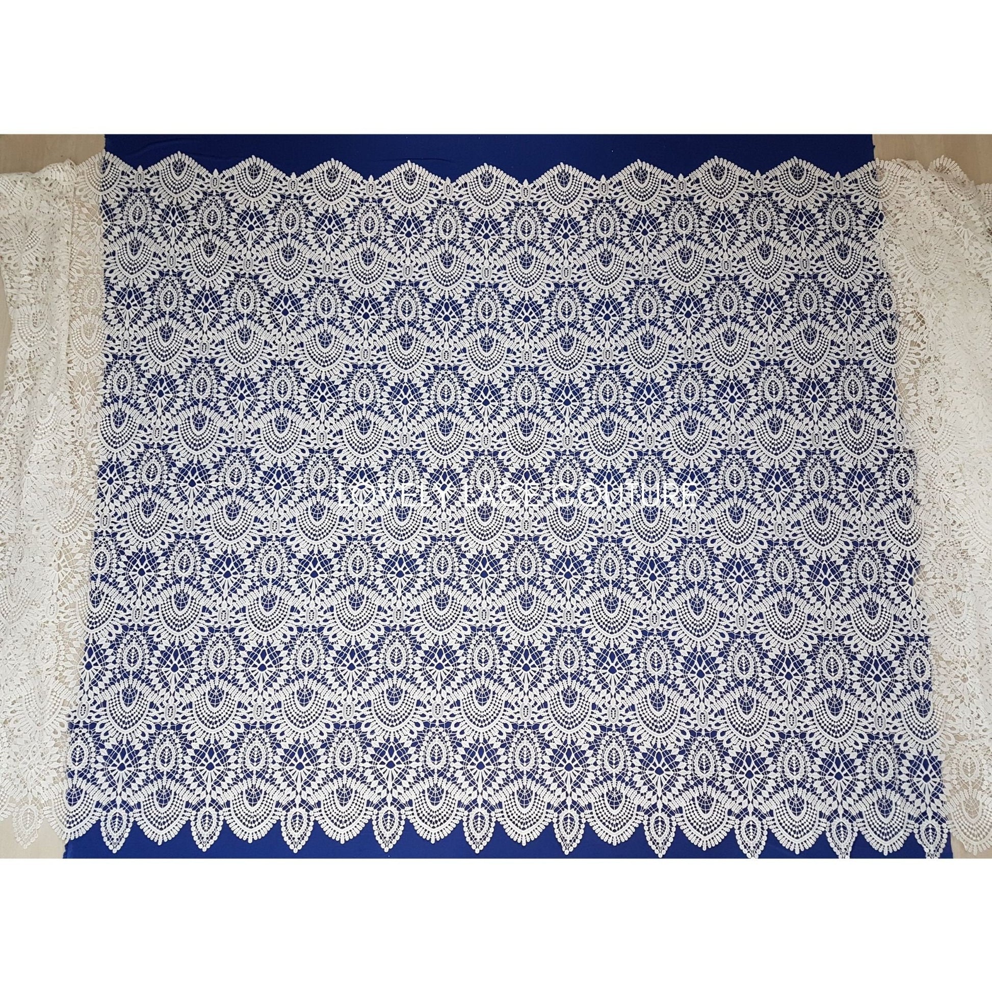 Gorgeous modern boho lace fabric, soft guipure lace in off-white, High Quality, Crochet Lace, lace for gown, from 1 metre LL-1437