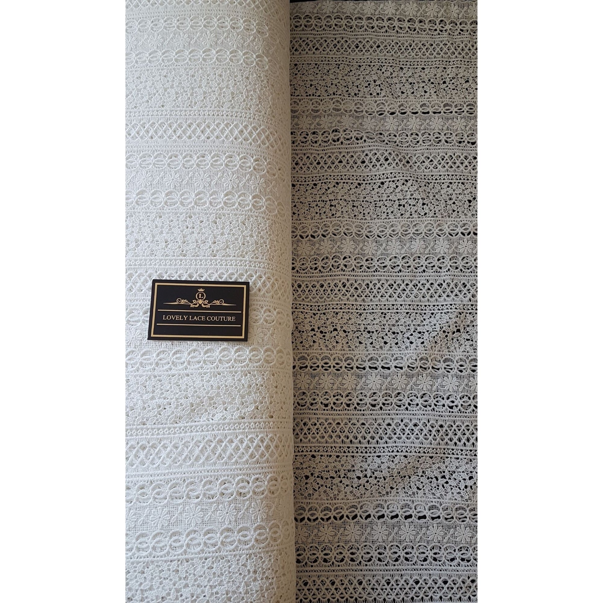 Beautiful boho lace fabric, soft guipure lace in off-white, High Quality, Crochet Lace for bridal and wedding dresses LL-1439