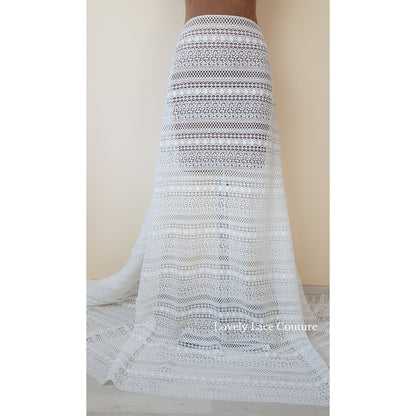 Beautiful boho lace fabric, soft guipure lace in off-white, High Quality, Crochet Lace for bridal and wedding dresses LL-1439