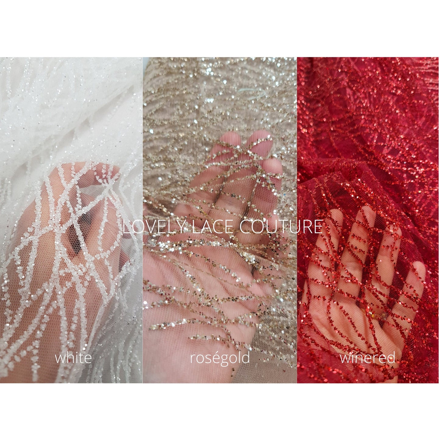 Glitter Tulle Fabric for wedding dresses, glitter mesh fabric, bridal glitter fabric in white LL-1103, roségold LL-1404 or winered LL-1448
