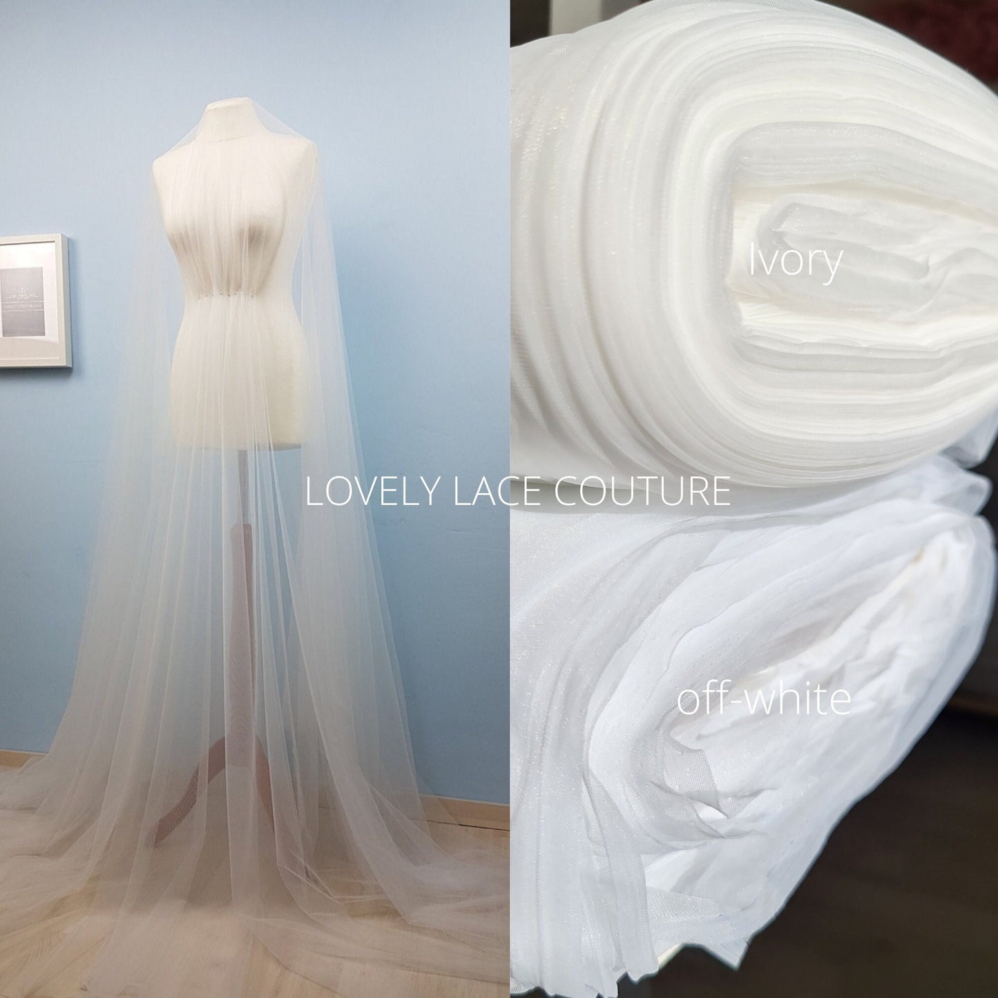 BOLT 45m length, 3m wide, Super Soft Italian tulle fabric for bridal veils and wedding dresses, mesh fabric, veil tulle