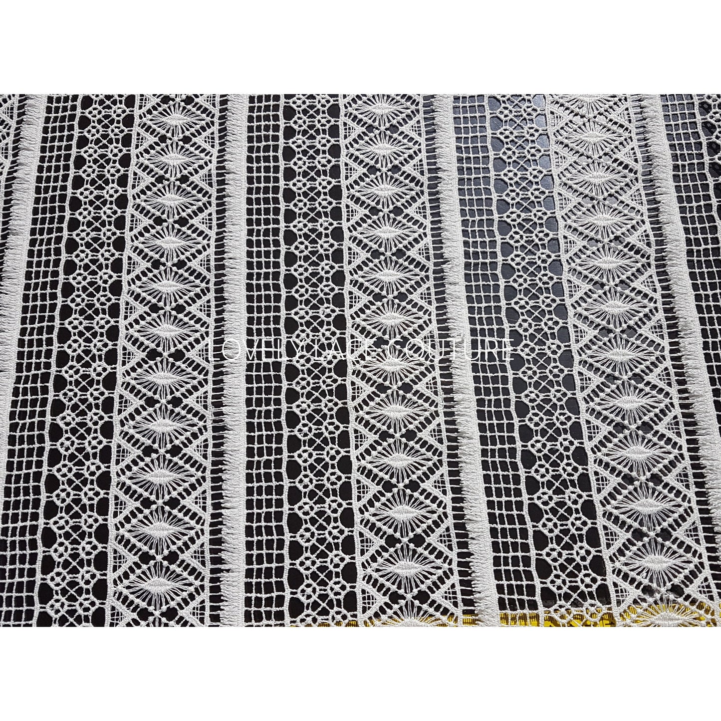 Gorgeous boho lace fabric, soft guipure lace in off-white LL-1460 or ivory LL-1461, Crochet Lace for bridal and wedding dresses
