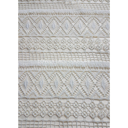 Gorgeous boho lace fabric, soft guipure lace in off-white LL-1460 or ivory LL-1461, Crochet Lace for bridal and wedding dresses