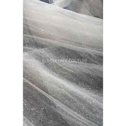 3M wide, Soft glitter tulle fabric for bridal veils and wedding dresses, Soft mesh fabric, tulle fabric, veil tulle LL-1463