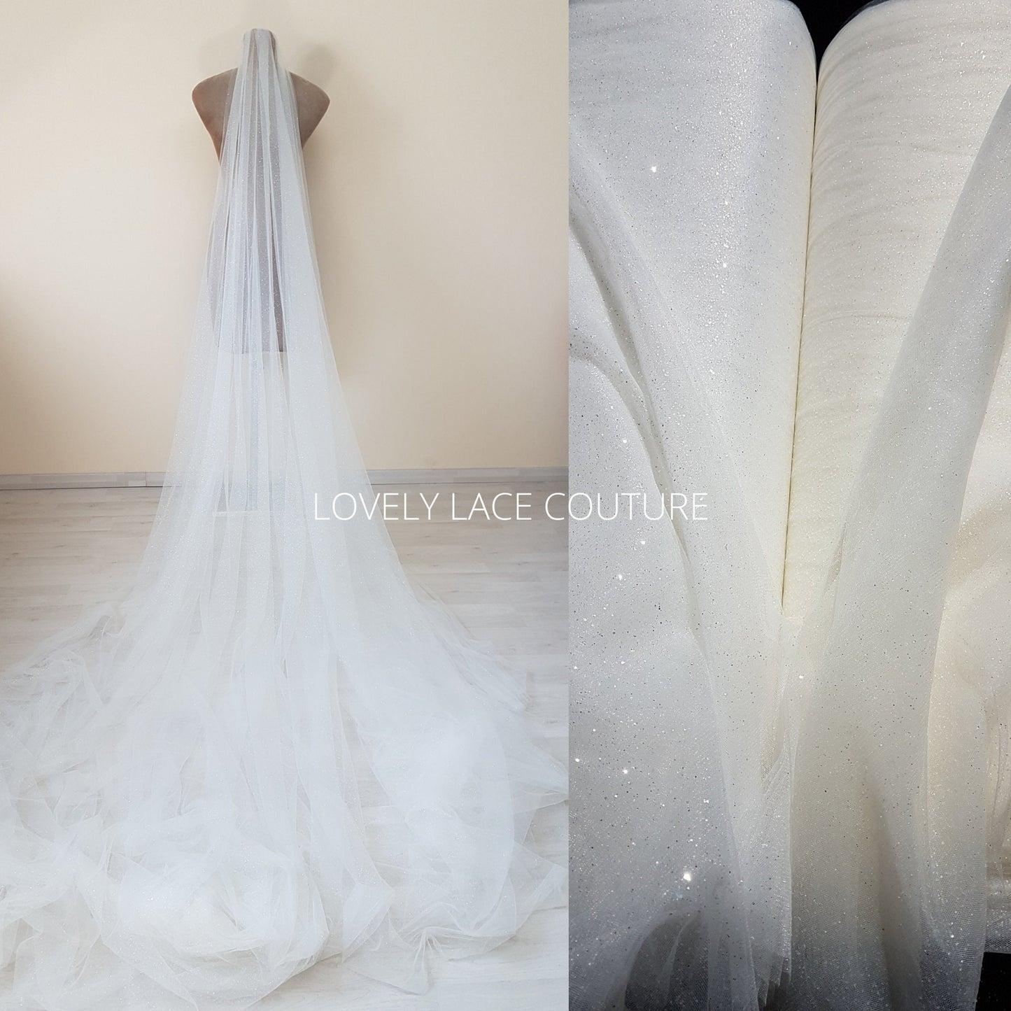 3M wide, Soft glitter tulle fabric for bridal veils and wedding dresses, Soft mesh fabric, tulle fabric, veil tulle LL-1463