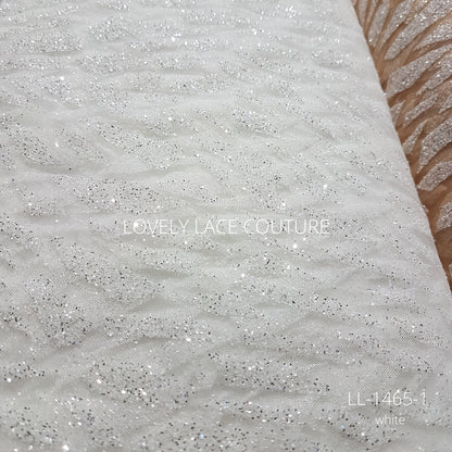 Gorgeous modern glitter tulle design, glitter fabric in color white LL- 1466-1 or nude LL-1466-2, net fabric with abstract design