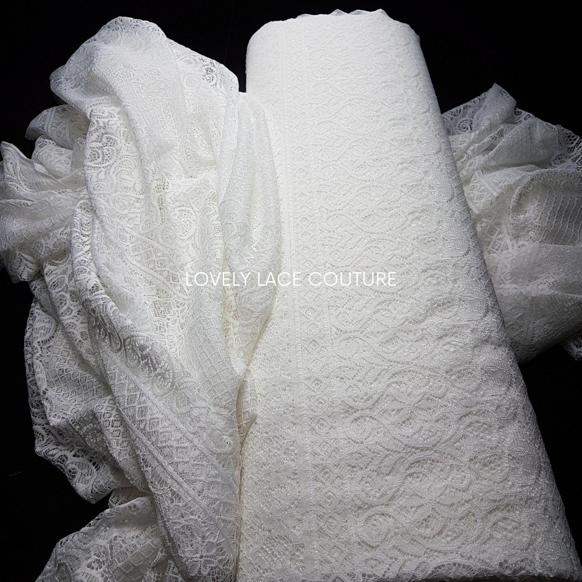 Lovely boho lace fabric with very soft handfeeling, in off-white color, for bridal and wedding dresses, Chantilly lace per meter, LL-1467