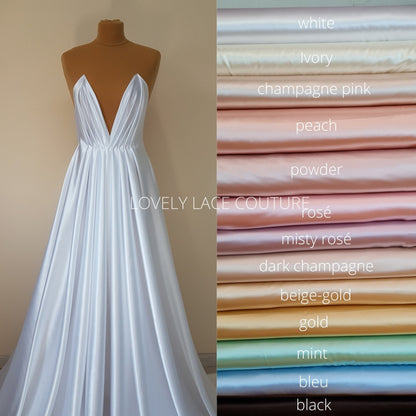 Schöner Satinstoff in Farbe weiß oder ivory, Satin in mehreren Farben, für Brautkleider oder Abendkleider, Meterstoff