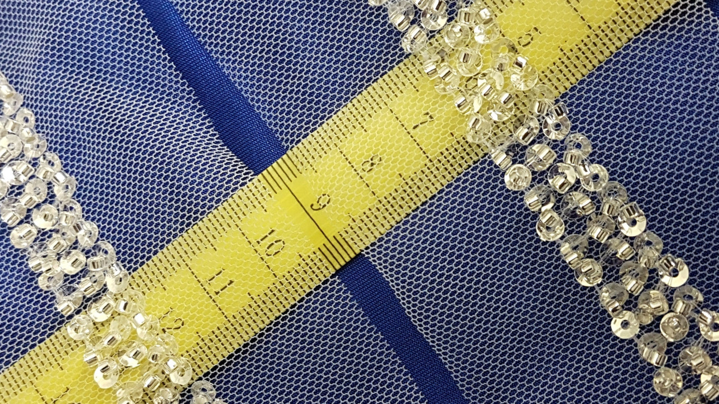 Beaded lace trim in white color, bridal lace trim with beads, Ribbon Lace for bridal or wedding dresses, 140cm length, 1,2cm wide, LL-1480