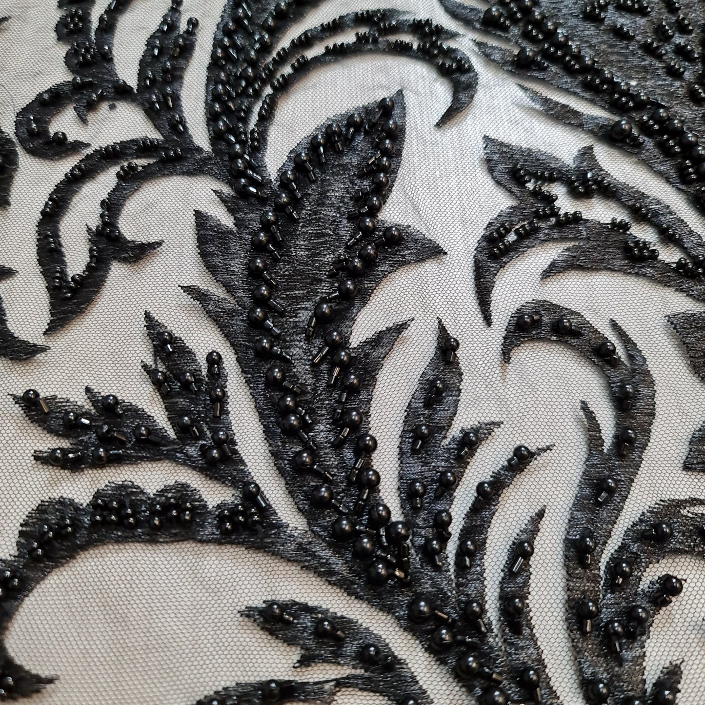 closer picture of black lace on the floor