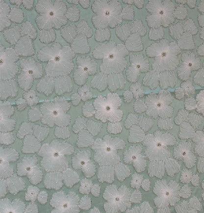 LL-1486, Wonderful bridal lace fabric with big flowers by yards or meters, 3D-Lace Fabric in off-white color