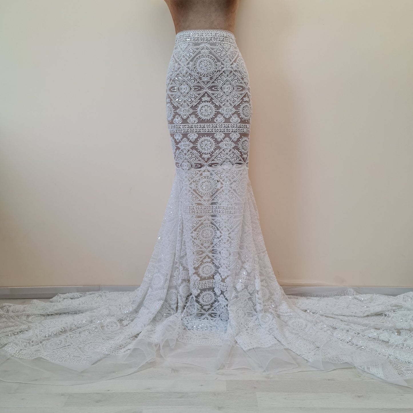 white boho lace fabric