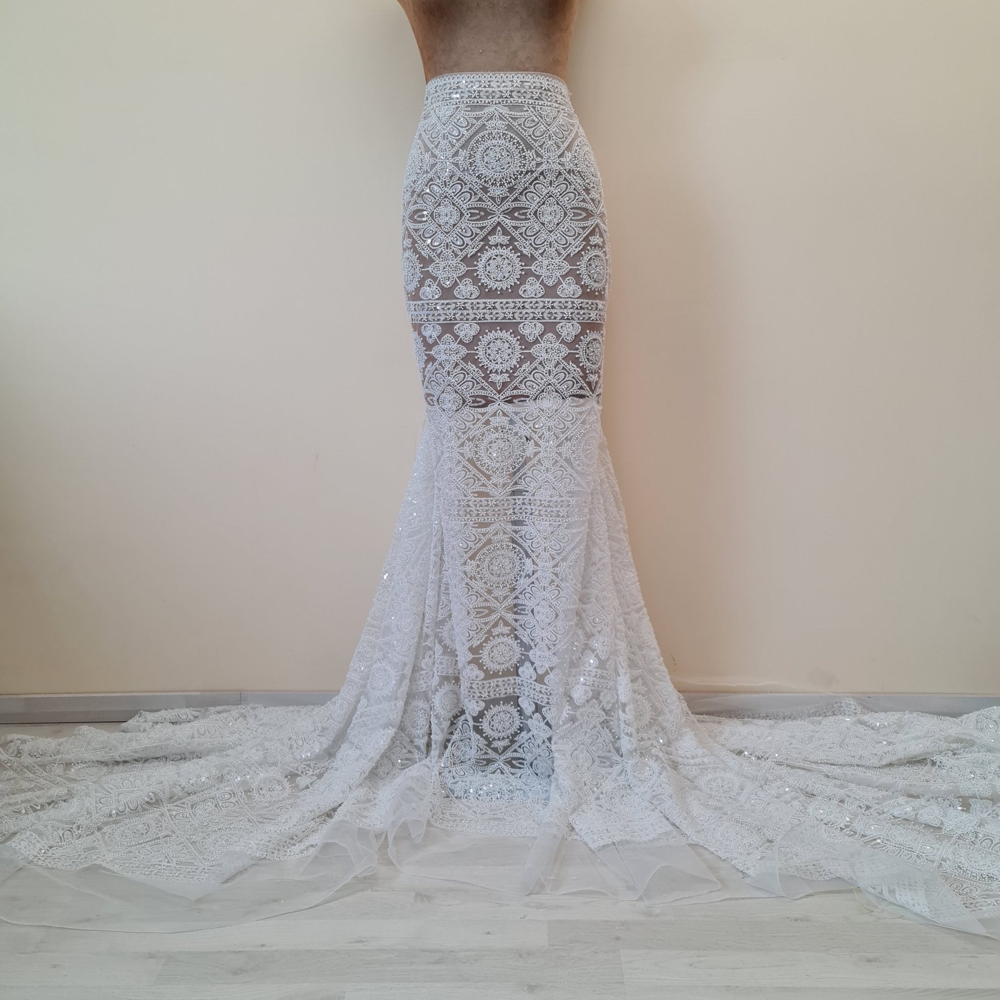 white boho lace fabric