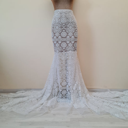 white boho lace fabric