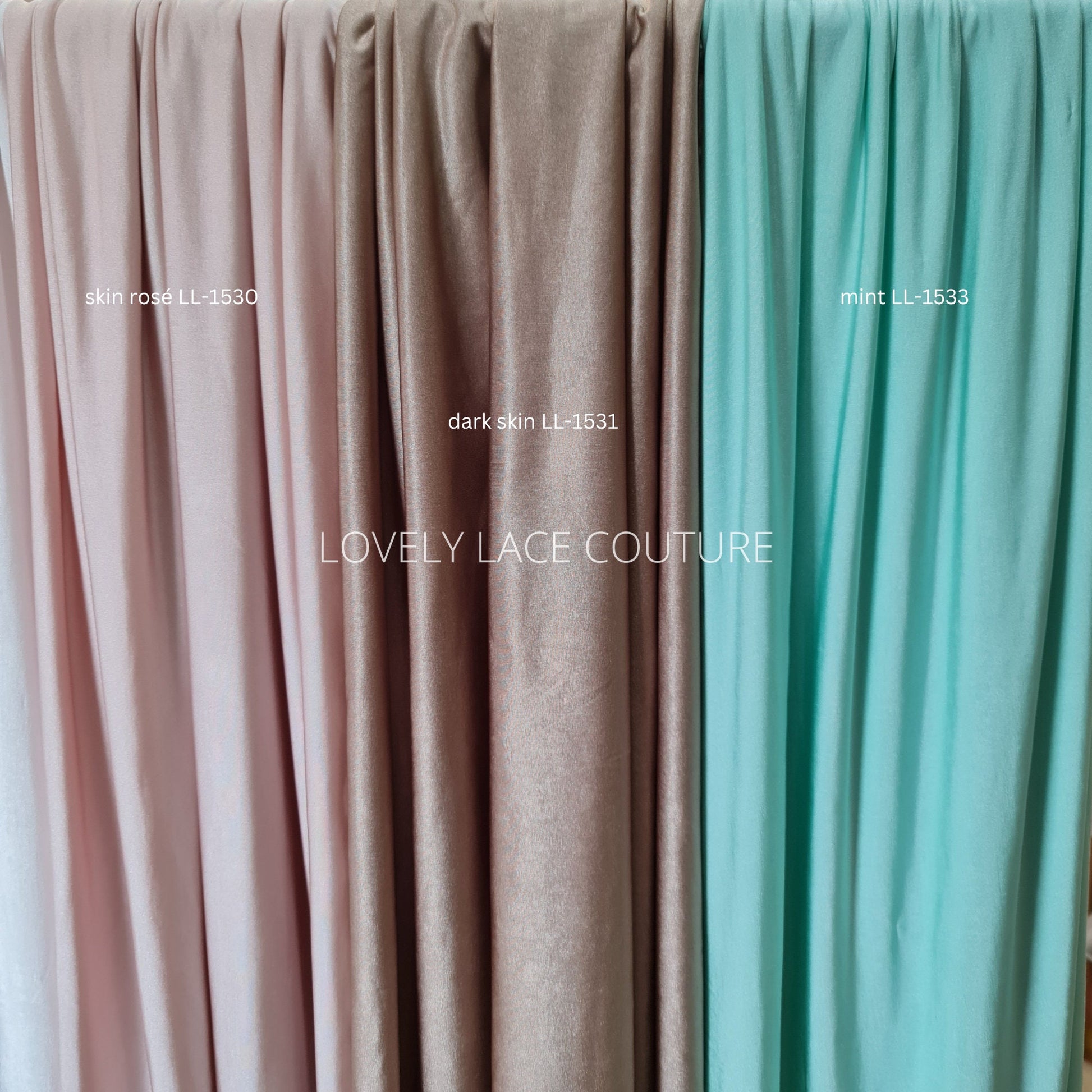 Soft and shiny 2-way MeshSpandex Fabric in white, ivory, skin, pink, mint, red, bordeaux, dark green and black color, highly elastic