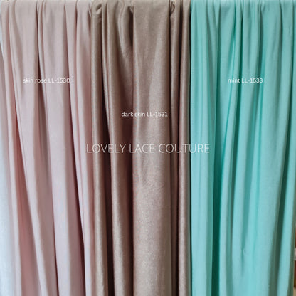 Soft and shiny 2-way MeshSpandex Fabric in white, ivory, skin, pink, mint, red, bordeaux, dark green and black color, highly elastic