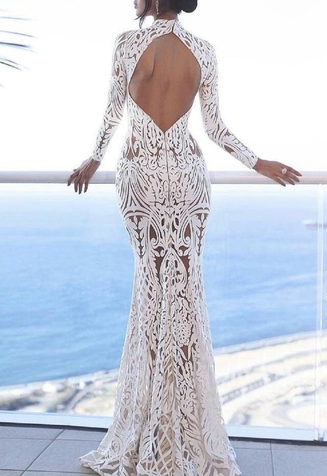 LL-1538, Stunning ornamental lace tulle fabric with cut outs in off-white color, lace per meter