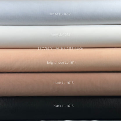 corset mesh fabric, marquisette powernet fabric in white, ivory, bright nude, nude and black color, strong, non stretch, soft feeling